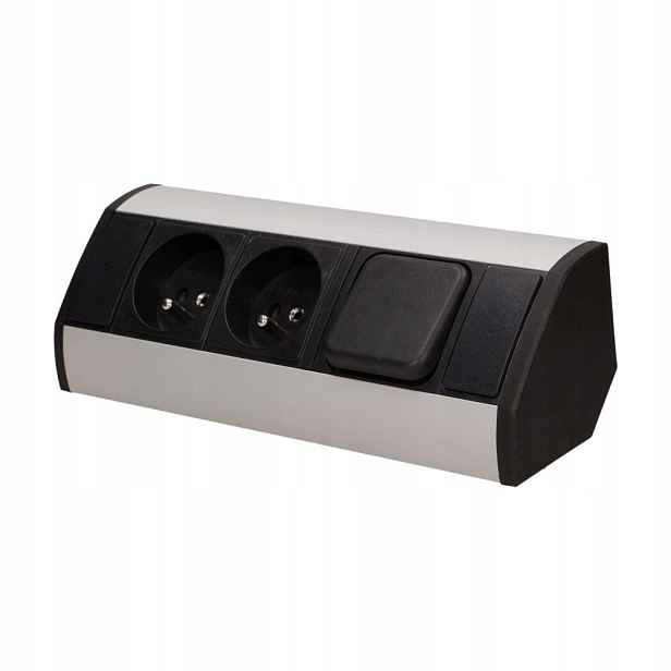 Nábytková zásuvka 2x250V, vypínač OR-GM-9002/B-G