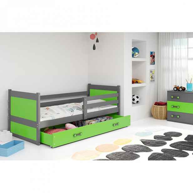 Dětská postel RICO 200x90 cm Šedá Zelená