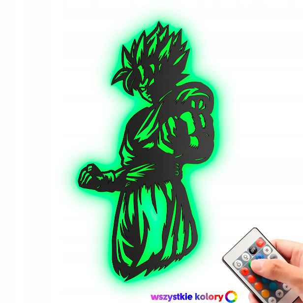 Dřevěný obraz Anime Dragonball Goku Nástěnná Dekorace Noční Lampa Led XL