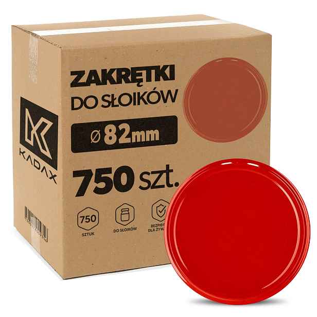 750 x Šroubovací Víčka Na Skleničky FI82 Uzávěry Sklenice Víčka Červená 6-ZÁVĚSNÁ