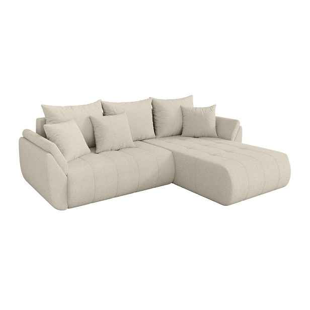 ALTDECOR ROHOVÁ SEDAČKA s funkcí spaní, otoman vpravo TOKO-L 277x194x86 béžová bouclé
