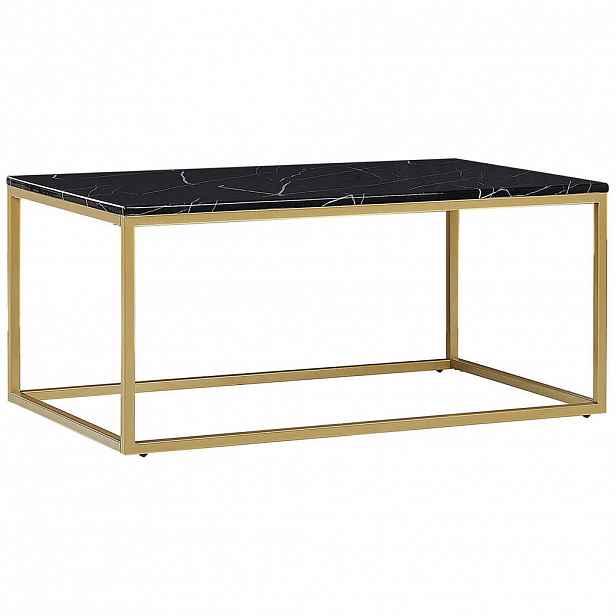 Beliani KONFERENČNÍ STOLEK Mramor Look černý/zlatý obdélníkový 60/100 cm Delano