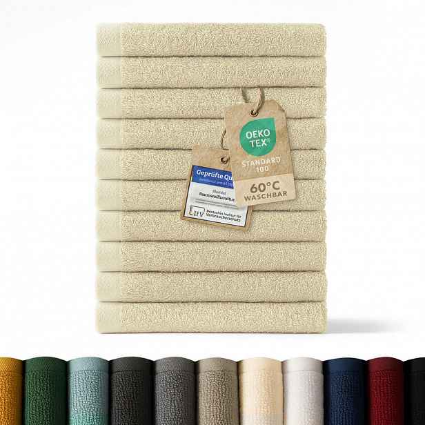 Blumtal RUČNÍK PRO HOSTY sada 10 ks, 10x ručník pro hosty 30/30 cm, písková