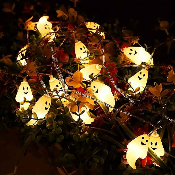 TEMU 1 ks 10/20 LED Halloweenská dekorace s ducha - Interiérová dekorace s ovládáním spínačem, bez nutnosti zapojení do zásuvky, ideální pro ložnici,