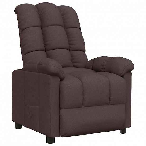 vidaXL Polohovací křeslo tmavě hnědé textil