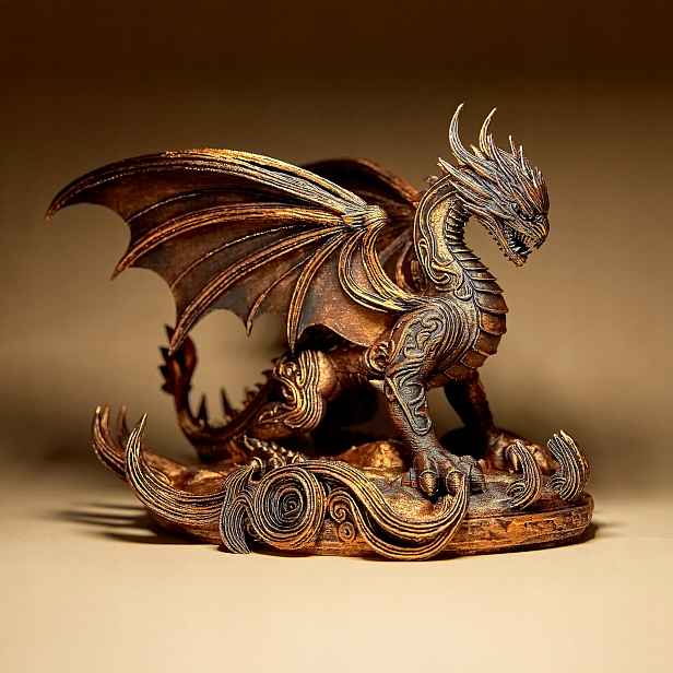 Drak, socha, figurka, abstrakce, moderní dekorace 20 cm, ručně malovaná