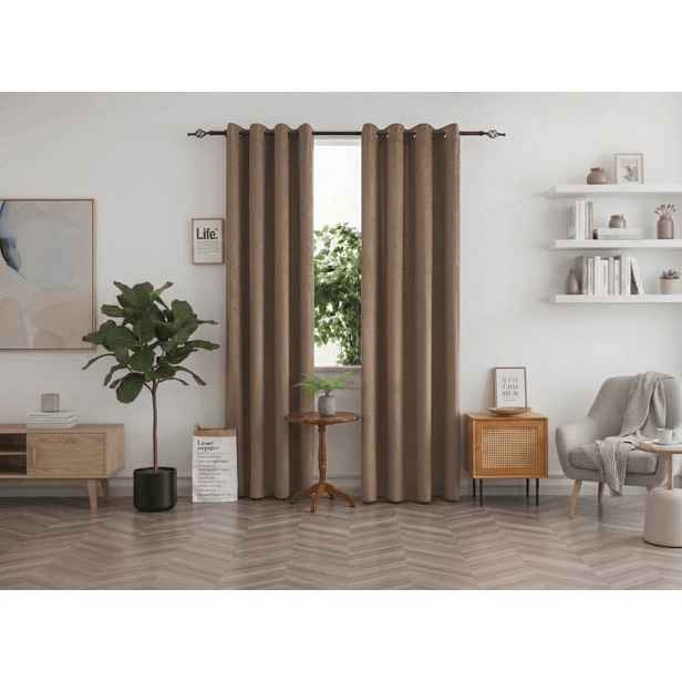 Zatemňovací závěs DUNES VELVET 140x250 cm, béžovohnědý Zavěšení: Řasící páska