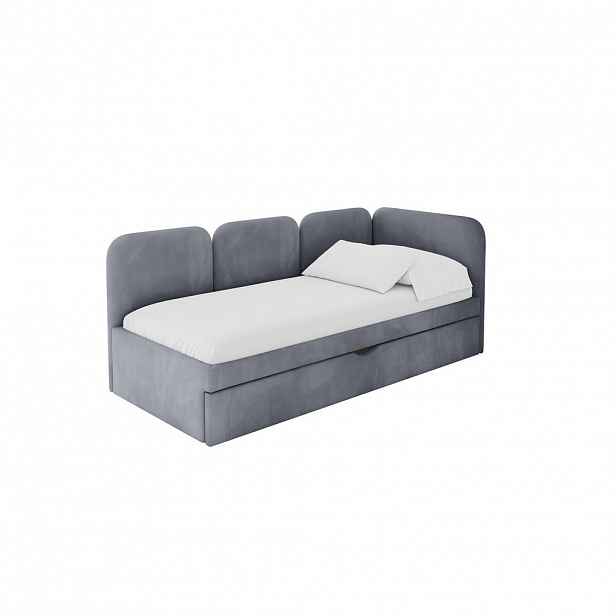 ALTDECOR JEDNOLŮŽKOVÁ POSTEL pro mládež s úložným prostorem a matrací H3/H4, vlevo - ALVY 80x200 šedá
