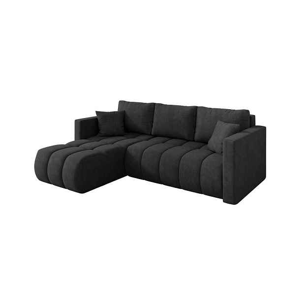 ALTDECOR ROHOVÁ SEDAČKA s funkcí spaní, otoman vlevo GARD-L 226x146x85 tmavě šedá velur