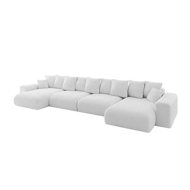 ALTDECOR SEDACÍ SOUPRAVA ve tvaru U s funkcí spaní a úložným prostorem ESKAR-U2 464x176x72 Bílá Buklé