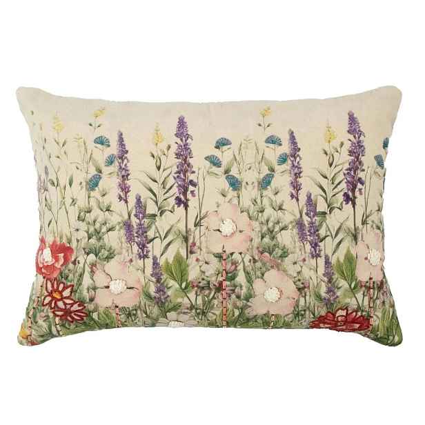 Béžový polštář s divokými květy Wild Flowers - 40*60*10cm Mars & More