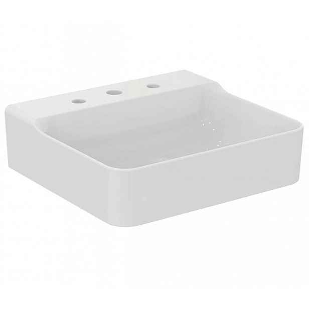 Ideal Standard Conca Ceram - Umyvadlo na desku 50x45 cm, bez přepadu, 3 otvory pro baterii, bílá T381601