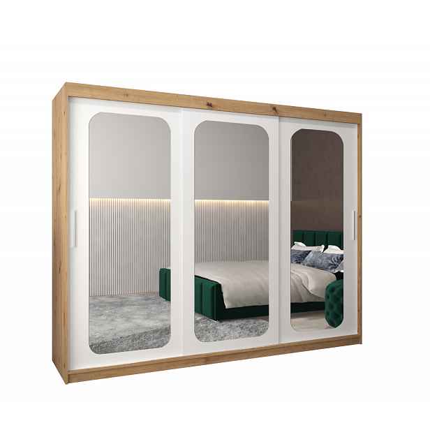 Zrcadlová skříň DONICELA 2 - 250 cm, artisan / bílá
