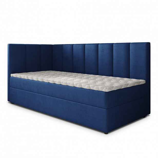 MASSENO AMERICKÁ POSTEL BEVE 90x200 cm, s matrací a úložným prostorem, modrá