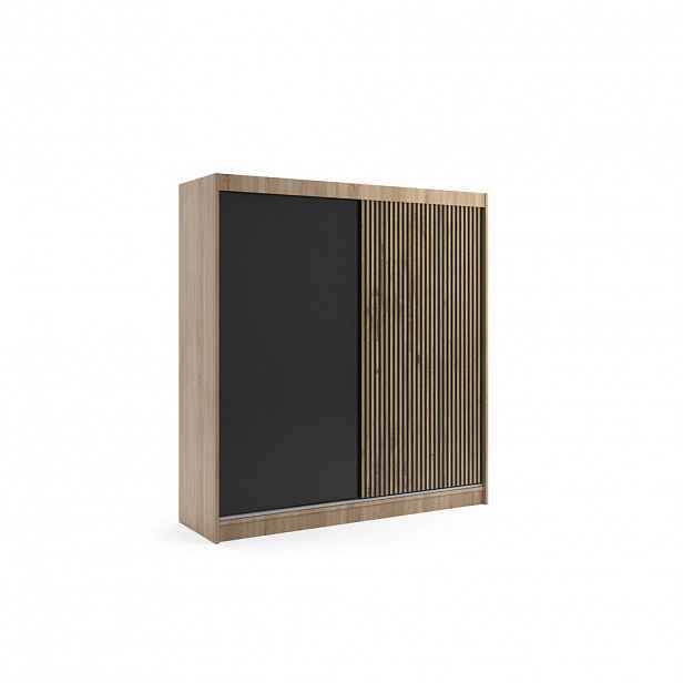 ALTDECOR ŠATNÍ SKŘÍŇ VILAN s lamelami/LED – 200 cm – Sonoma dub | dub wotan