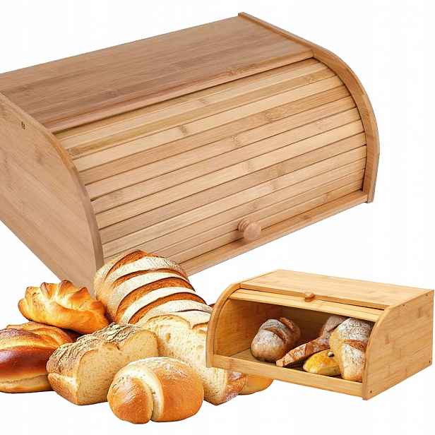 Chlebník Dřevěná nádoba na chléb Pečivo Velká bambusová 40x27.3x17.5 cm