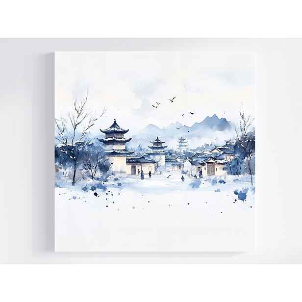 Obraz Na Plátně Canvas Grafika Asie Čína Městečko Pagoda Zima 50x50