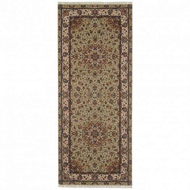 Esposa Orientální Koberec, 80/200 Cm, Krémová, Zelená - Orientální koberce - 004345066196