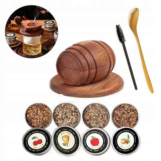Sada na uzení whisky/koktejlů, 4 příchutě, jedinečné aroma během několika sekund