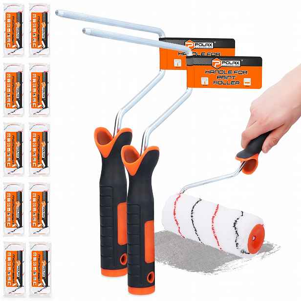 10x Malířský Váleček Mikrovlákno 18 cm Zásoba Vložka Váleček 2x Držák Malování H0