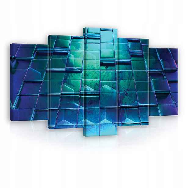 Obraz 100x60 Abstrakce 3D geometrický modrý zelený fialový