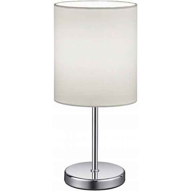 Stolní Lampa Chrom Bílá Stínidlo E14 Reality Jerry 28,5 CM