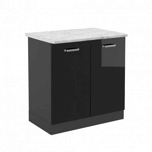 Vicco SKŘÍŇKA POD DŘEZ R-Line Černý vysoký lesk 80 cm PD Mramor