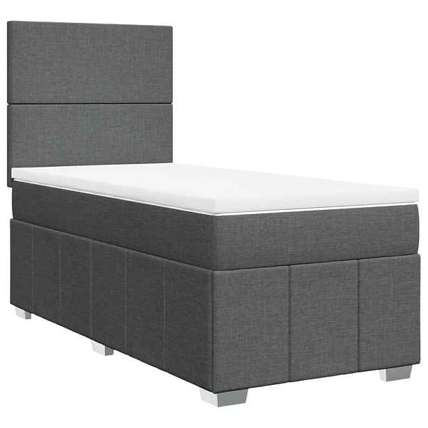 vidaXL Box spring postel s matrací tmavě šedá 100 x 200 cm textil