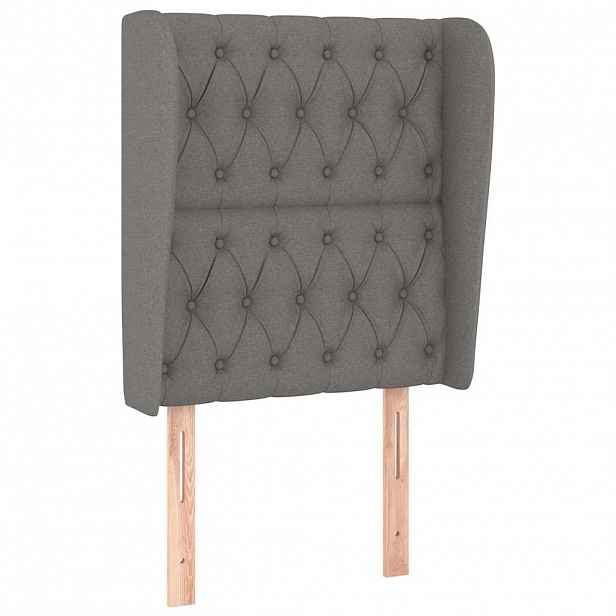 vidaXL Čelo postele typu ušák tmavě šedé 83 x 23 x 118/128 cm textil