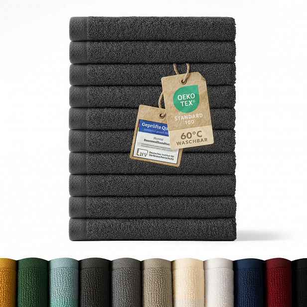 Blumtal RUČNÍK PRO HOSTY sada 10 ks, 10x ručník pro hosty 30/30 cm, tmavě šedá