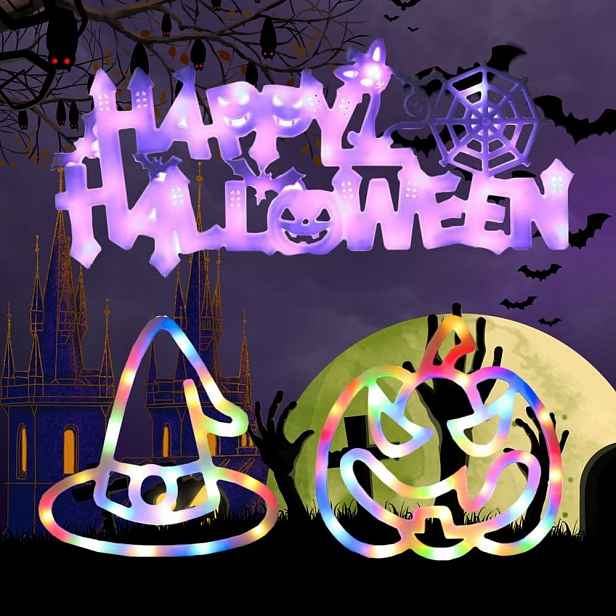 Led Okenní Světla Halloween 3 Ks Dekorativní Lampy Napájené Bateriemi
