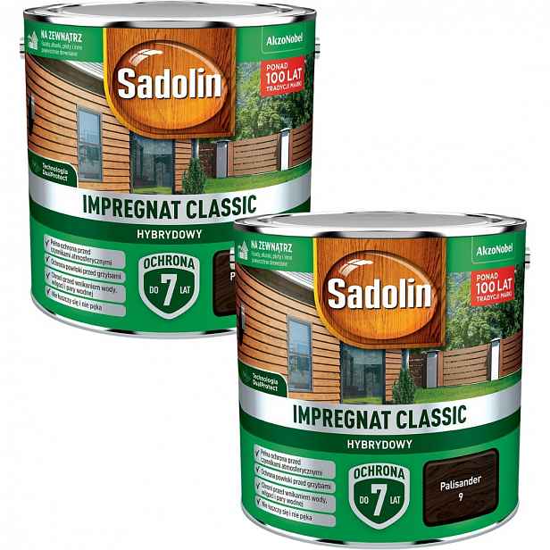 Set Sadolin Classic 2x2,5L Hybridní Impregnat Na Dřevo Palisander 5L