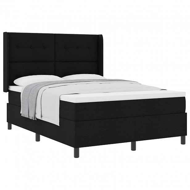 vidaXL Postel s boxspringem s polštářem Černý 190 x 140 cm textil