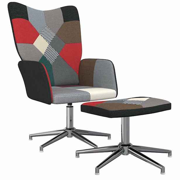 vidaXL Relaxační křeslo se stoličkou patchwork textil