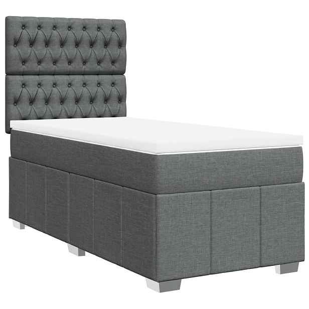 vidaXL Box spring postel s matrací tmavě šedá 100 x 200 cm textil