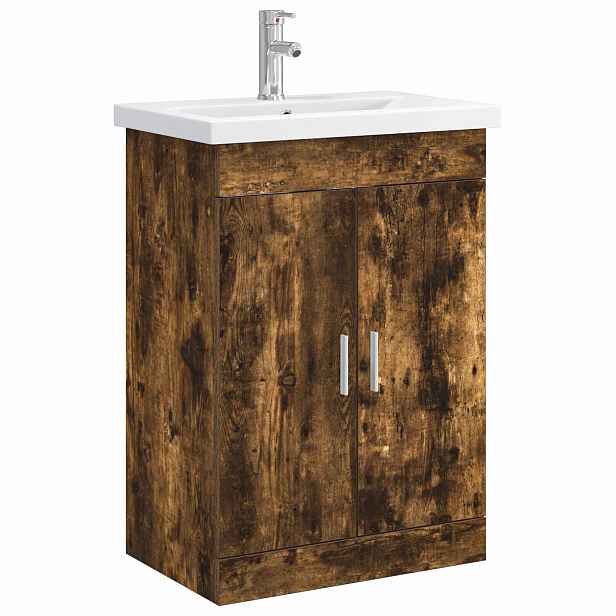 vidaXL Sada koupelnového nábytku Kouřový dub 61 x 40 x 84,5 cm