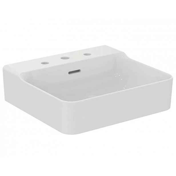 Ideal Standard Conca Ceram - Umyvadlo na desku 50x45 cm, s přepadem, 3 otvory pro baterii, bílá T381301
