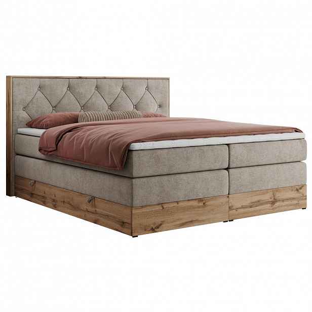 MKS POSTEL BOXSPRING VENETO KING 140/200 - Béžová Strukturovaná látka - H3