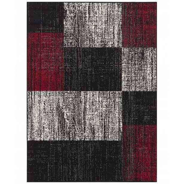 Moderní černo-červený koberec do obývacího pokoje s měkkým vlasem 120 x 160 cm