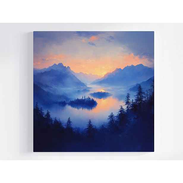 Obraz Na Plátně Canvas Krajina Vysoké Hory Les Jezero Ostrov Hrad 50x50