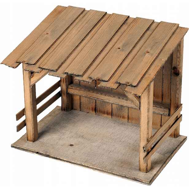 Dřevěný přístřešek zastřešení pro Božonův betlém 26x16x21 cm, pro postavy 12-15 cm