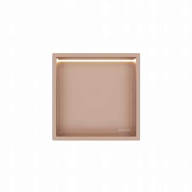 Interiérová Police S Led Osvětlením 30x30 cm Měděná Wall-box One Led Balneo