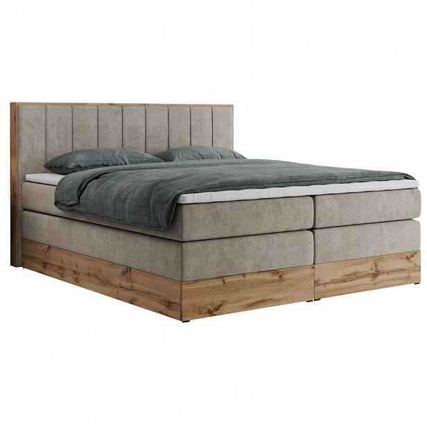 MKS POSTEL BOXSPRING BELLISSIMO KING 140/200 - Béžová Strukturovaná látka - H3