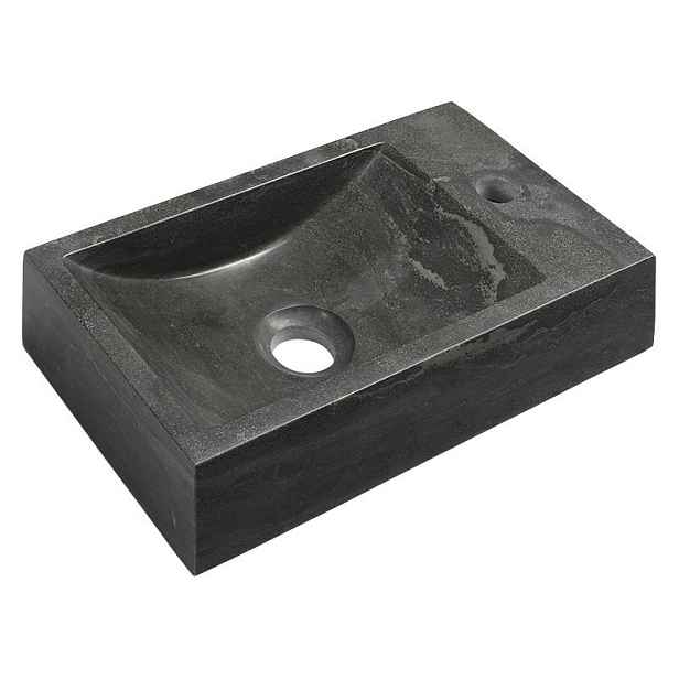 Sapho BLOK kamenné umývátko 40x22cm, baterie vpravo, antracit