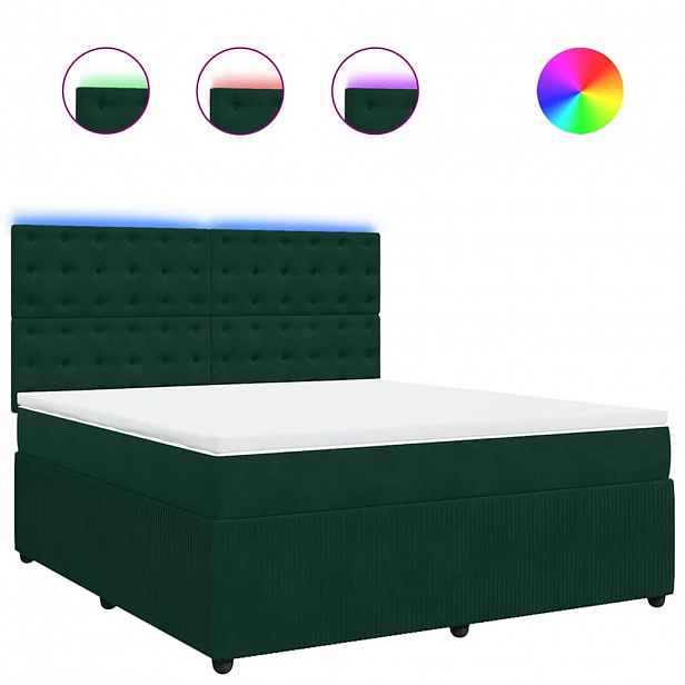 vidaXL Box spring postel s matrací tmavě zelená 180x200 cm samet