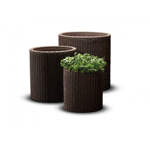 květináč S+M+L CYLINDER Keter Hnědá