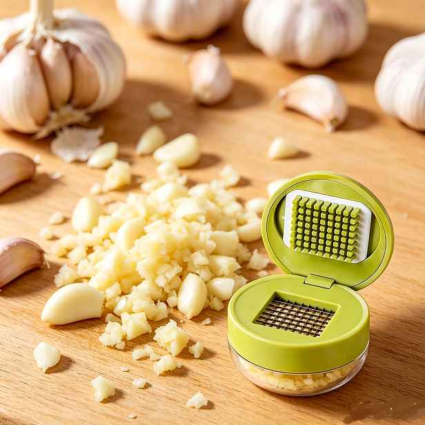 TEMU Kompaktní ruční lis na česnek, nerezový kráječ česneku pro kuchyň, mini sekáček na česnek a zázvor, praktický ruční lis na vaření