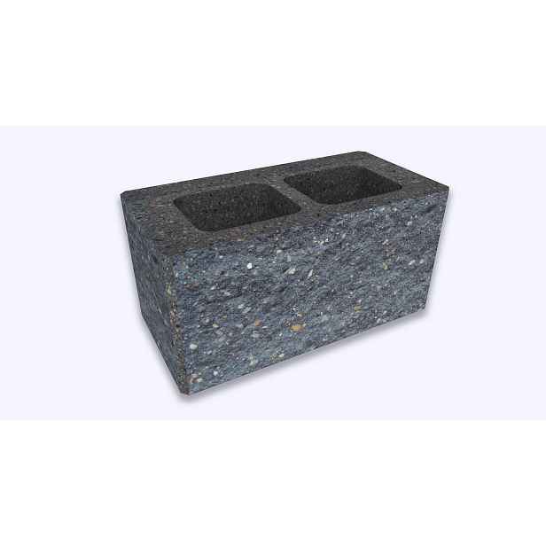 Tvárnice plotová štípaná CS Blok 20 sloupková černá 200×400×200 mm