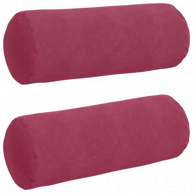 vidaXL Polštáře 2 pcs Víno Červené Ø 25 x 70 cm Žebrovaná látka
