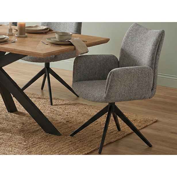 Otočná jídelní židle s područkami Kassandra, holubí šedá tkanina